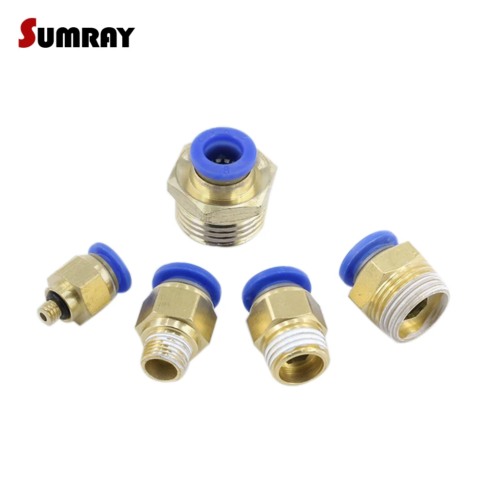 SUMRAY Pneumatic Air Connector Joint Quick Fitting 4/6/8/10/12mm Hose Tube 1/4