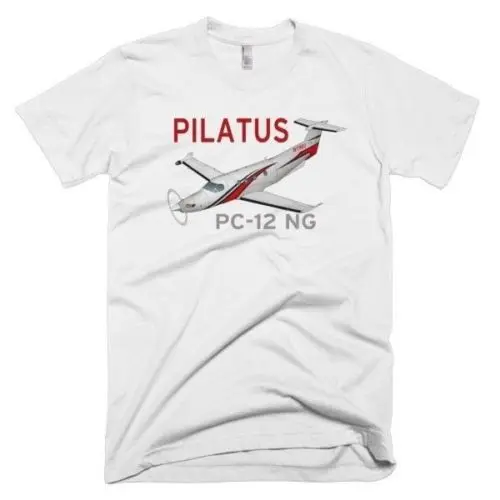 New 2019 Fashion Print Man Short Sleeve Pilatus Pc-12 Ng (Red/Black) Airplane T-Shirt - Personalized With Your Tee Shirt