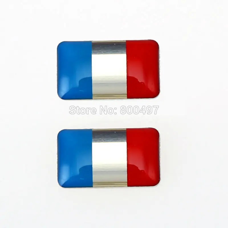 2 x Newest 3D Car Styling Aluminum Glue Decal Ca Metal Sticker Aluminium Custom Motor Decal  for France Flag