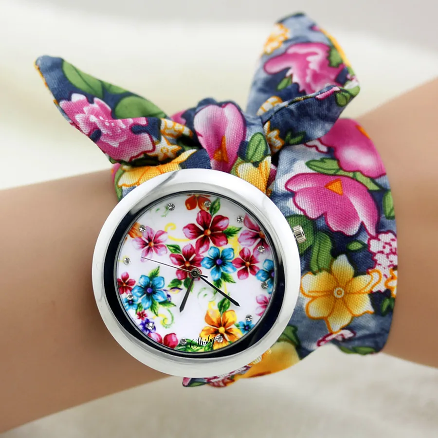 Shsby New Ethnic  Floral Chiffon Sweet Girls Watch Flower Cloth Watches Women Dress Watches Fashion Quartz  Female Ladies Gift