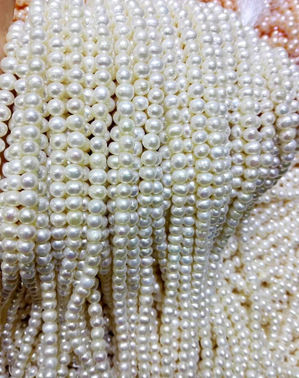 

Natural Freshwater pearl 6-7MM Bright white real pearl Loose Beads one strands 15'' DIY