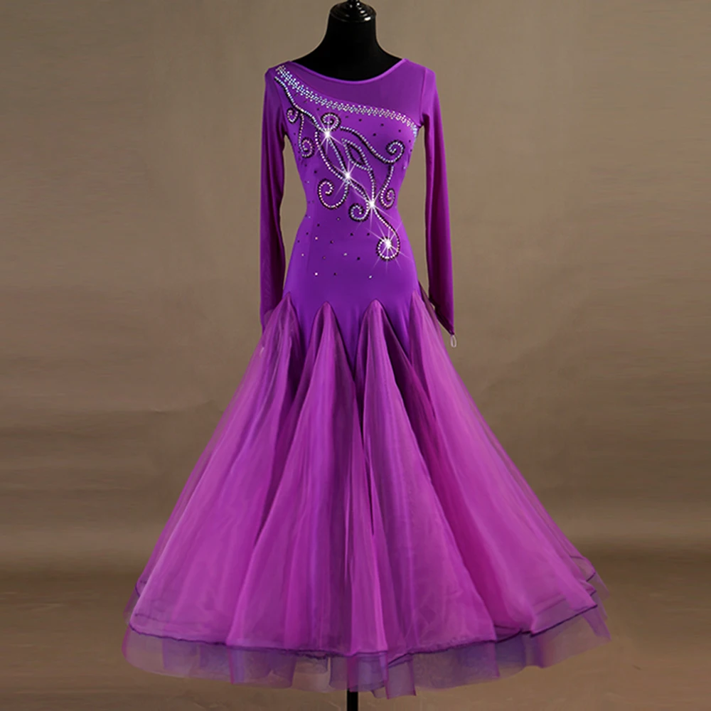 Vestido De Competição De Dança De Salão Personalizado, vestidos De Valsa Padrão, D0442