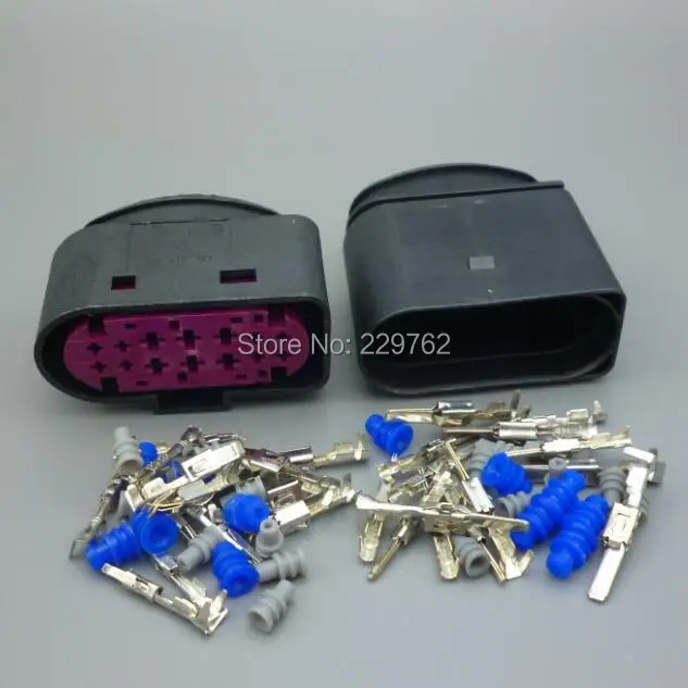 1Sets 14 Pin 14Pin car Headlight Xenon Lamp Plug auto headlight lamp socket waterproof connector 1J0973737 1J0973837 For VW