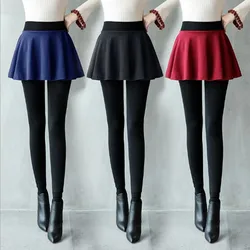 Women's Foot Leggings Winter Warm Thickening Skirts Pants Fleeces Skinny Pencil Pants High Waist Skirt Legging P8121