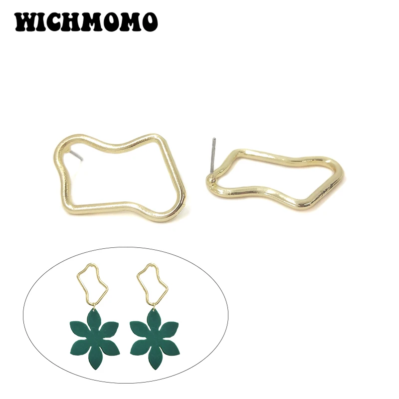 Fashion 30*18mm 6pieces/bag Zinc Alloy Gold  Geometric Shape Earring Base Connectors Linkers for DIY Earring Jewelry Accessories