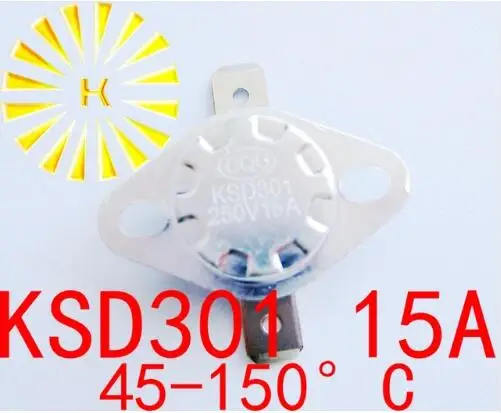 

KSD301 15A 45-150 degree 250V Normally Closed Temperature Switch Thermostat Resistor x 100PCS