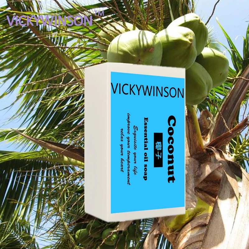 VICKYWINSON  Herb 100% natural Coconut milk fruit Oil Handmade Soap skin cleansing wash Acne Shrink Pore Face Care 50