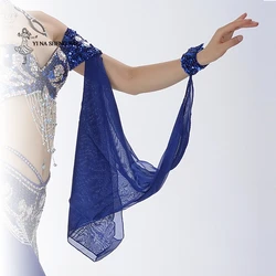 Belly Dance Costume Accessories Wholesale 1 Piece Arm Sleeves Wrist Adjustable Chiffon Sleeve Sequins Armbands 11 Colors