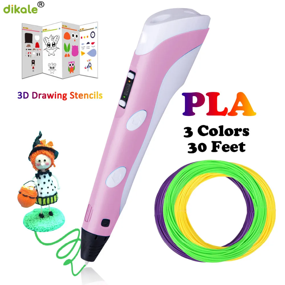 Dikale 3D pens LED Display DIY 3D Printer Pen 3d pens with 9M Filament for Kids Drawing Tools EU Plug