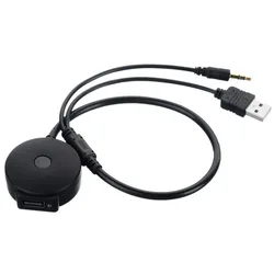 USB 3.5mm AUX to Bluetooth Audio Aux & USB Female Adapter Cable For BMW for Mini Cooper