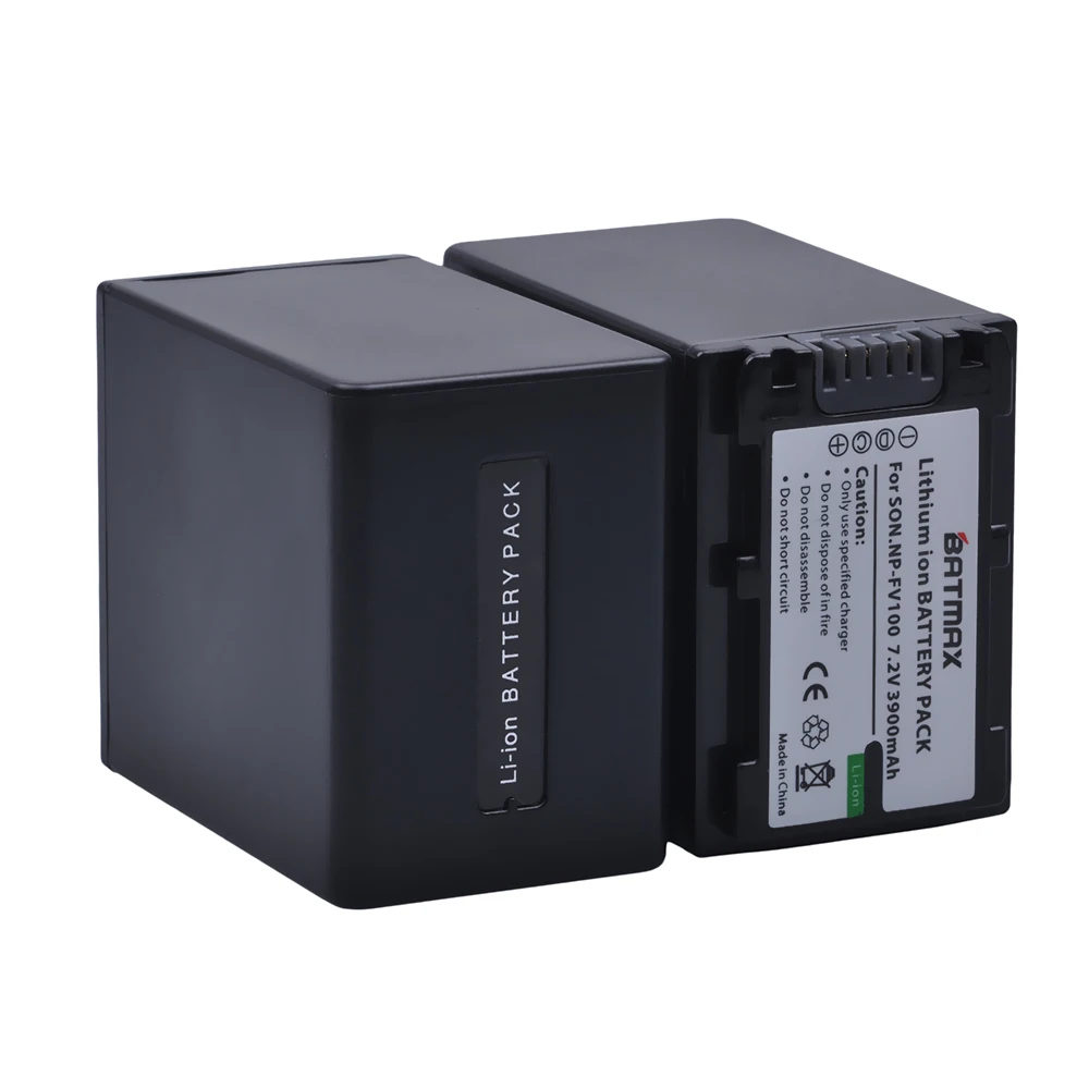 Batmax 3900mAh NP-FV100 NP FV100 NPFV100 Battery+Dual Charger for Sony DCR-SR15 SX15 FDR-AX100 HDR-CX105 PJ260VE HC9 PJ10 TD20V