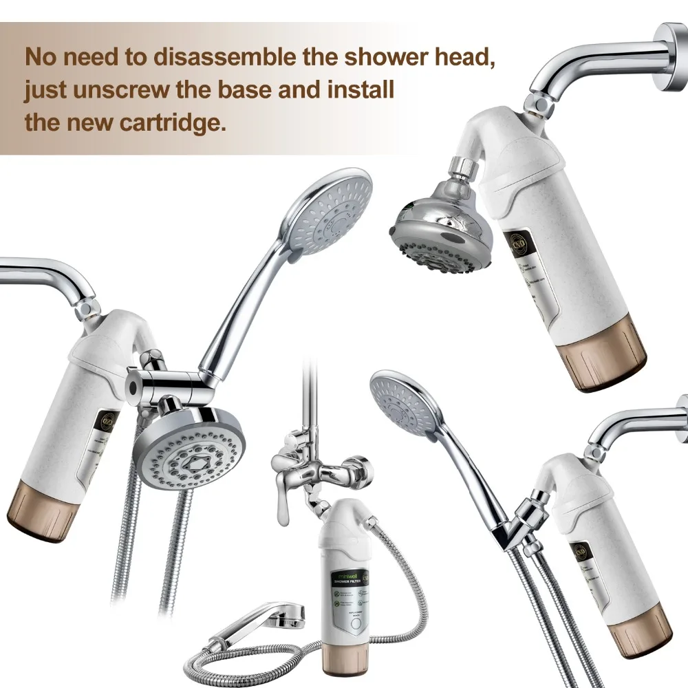 Shower Filter Remove Chlorine - Hard Water Filter - Water Softener - Showerhead Filter - 2 Replaceable Filter Cartridges