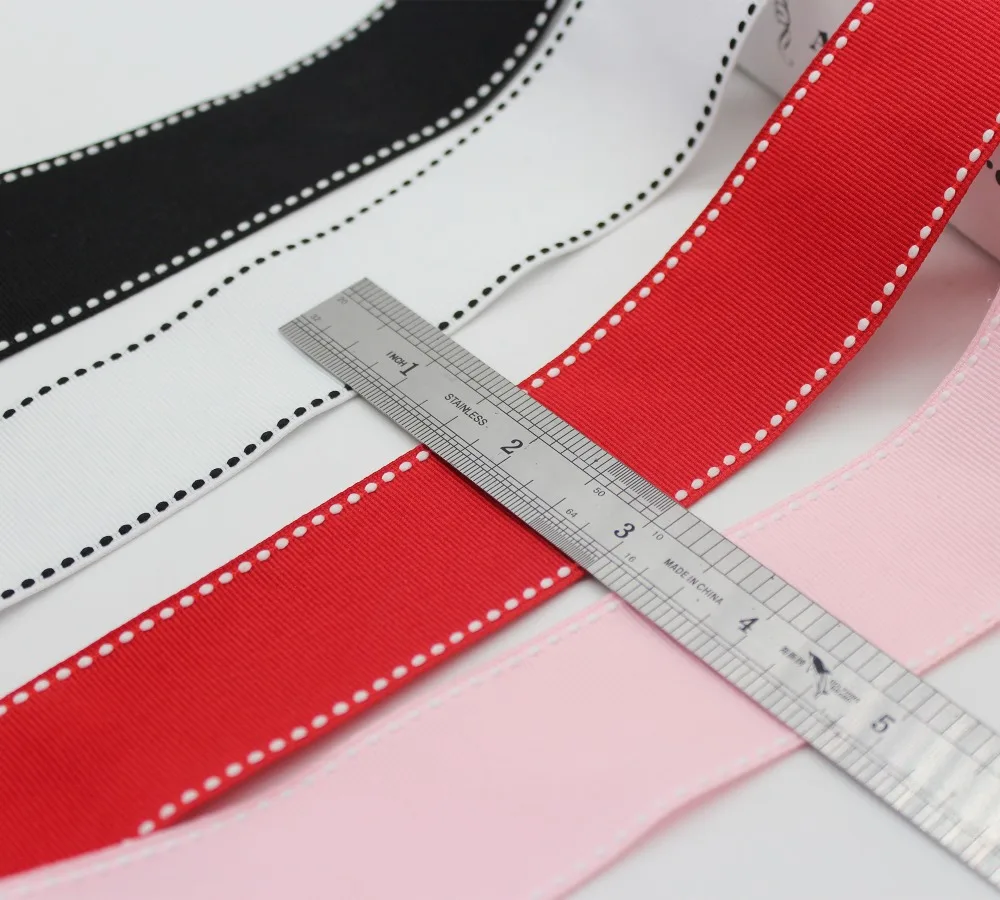 38MM 25MM 22MM 16MM 9MM Stitch Grosgrain Ribbon Top Quality Wedding Trims For DIY Accessories 1-1/2\