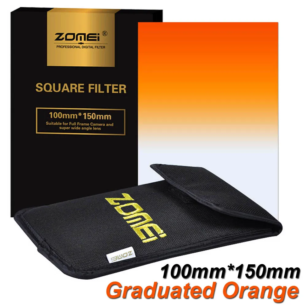 New Zomei Gradual Orange Square Filter 100*150mm 100mm*150mm Lens Filter for Cokin Z-PRO Series Lee Hitech 4X6