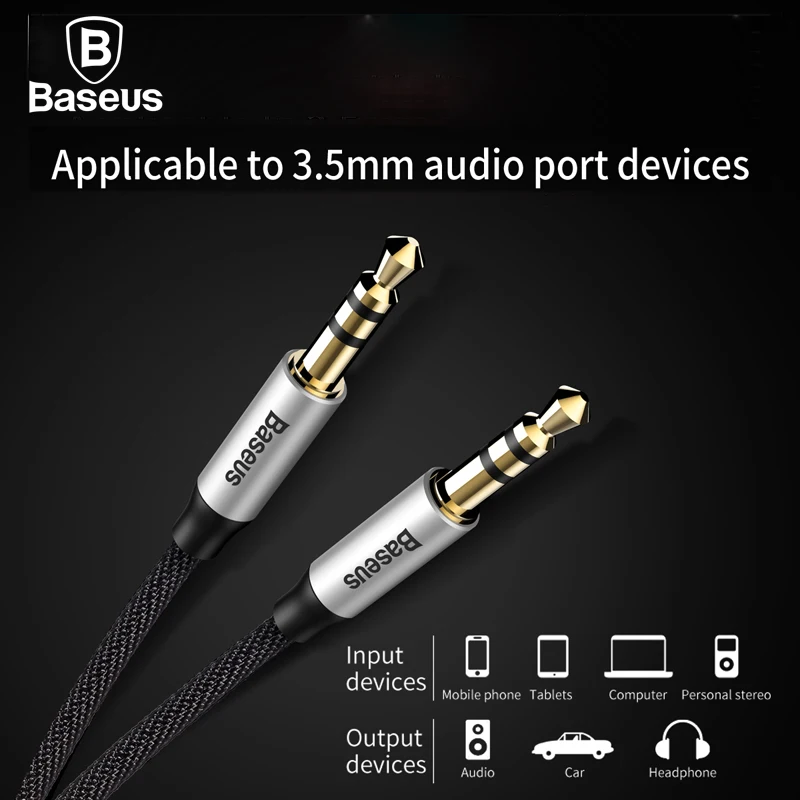 Baseus AUX Cable Jack 3.5mm Audio Cable 3.5 mm Jack Audio Cable Adapter for Car Headphone Speaker Computer Laptop Wire Aux Cord