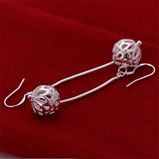 Fashion Jewelry Elegant Earrings Long Hanging Drop Dangle Earrings For Women Snake Chain Hollow Ball Earrings KN-E167