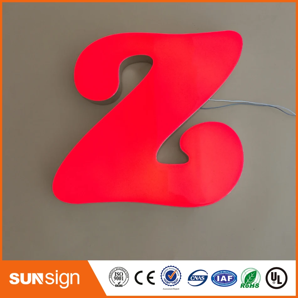 Grosir epoxy resin LED diterangi huruf Factory Outlet logam huruf lampu