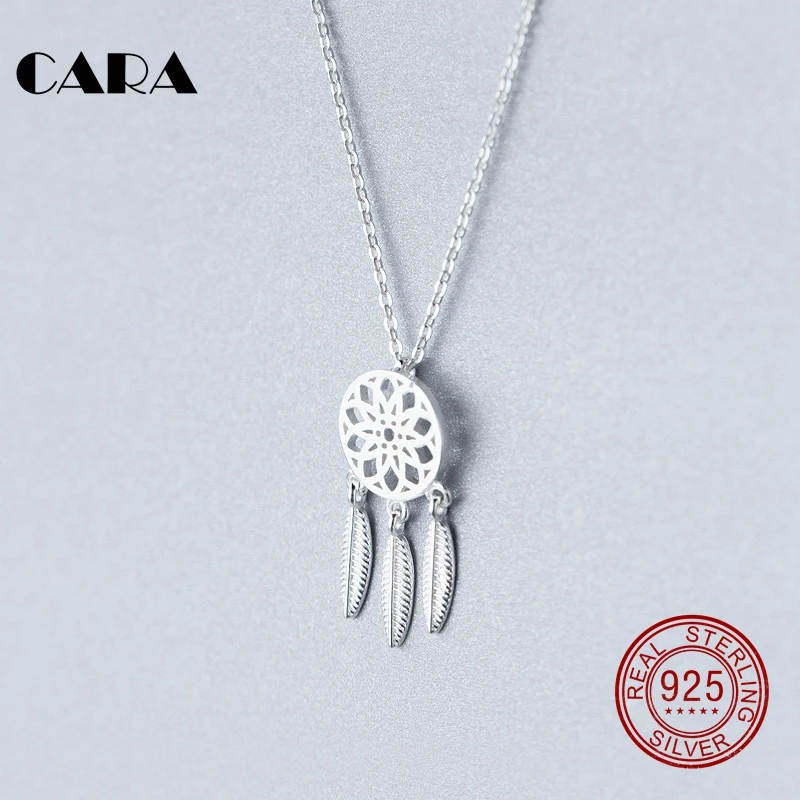 

CARA New ladies elegant 925 sterling silver chocker necklace Sweet Dream Catcher charm pendant necklace women CARA0064