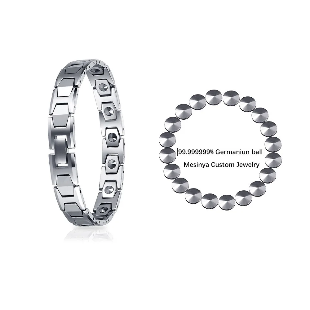 Mesinya 99.9998% Germanium beads Tungsten Steel Healthy Therapy Trendy Link Chain Bracelet for Men Women Jewelry Gift