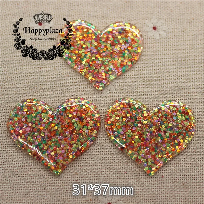 10 pz Kawaii Della Resina Scintillio Colorato Riempito Cuore Flatback Cabochon Forniture per L\'arte Della Decorazione Fascino FAI DA TE Accessori,