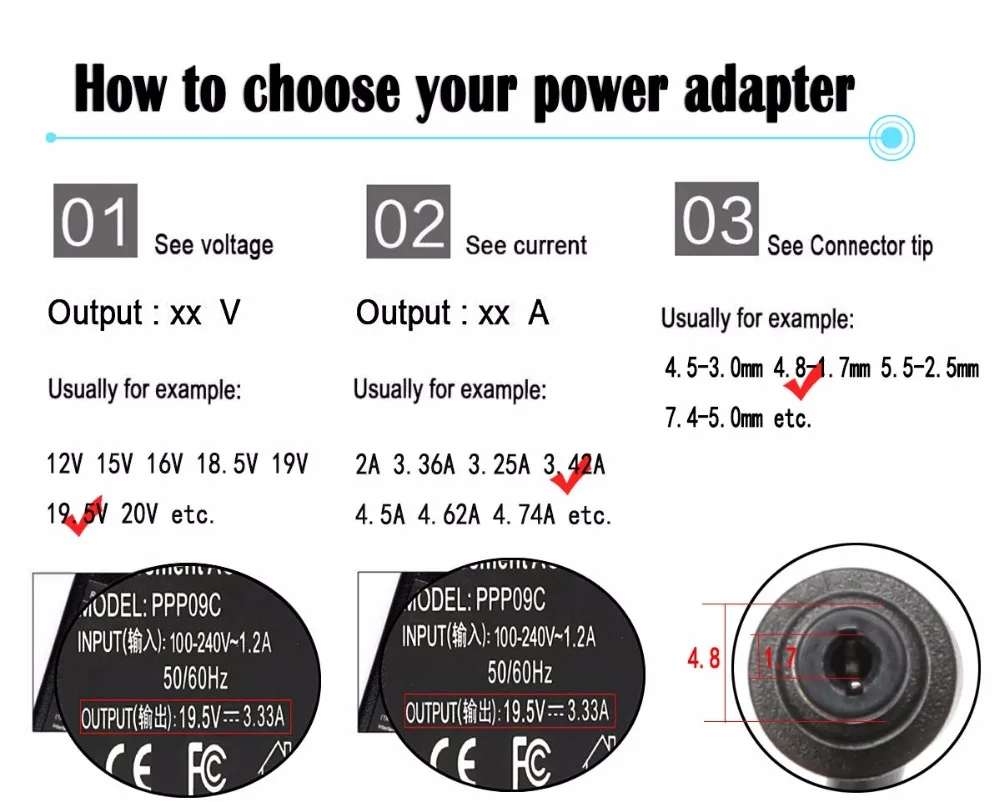 19.5V 3.33A   DC4.8*1.7mmLaptop Charger for HP Pavilion TouchSmart  14-b120dx 14-c015dx 14-b015dx Sleekbook 15-b142dx 15-b109wm
