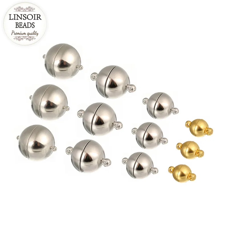 LINSOIR 10pcs Round Strong Magnetic Clasps for Bracelets Necklace Dia 6/8/10/12/14/16/18mm Connectors For Jewelry Making F774