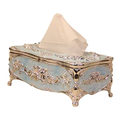Luxury European Tissue Box Cover Case Rectangle Houseware Plastic Paper Napkin Holder Hotel Home Decor Organizer Supplies