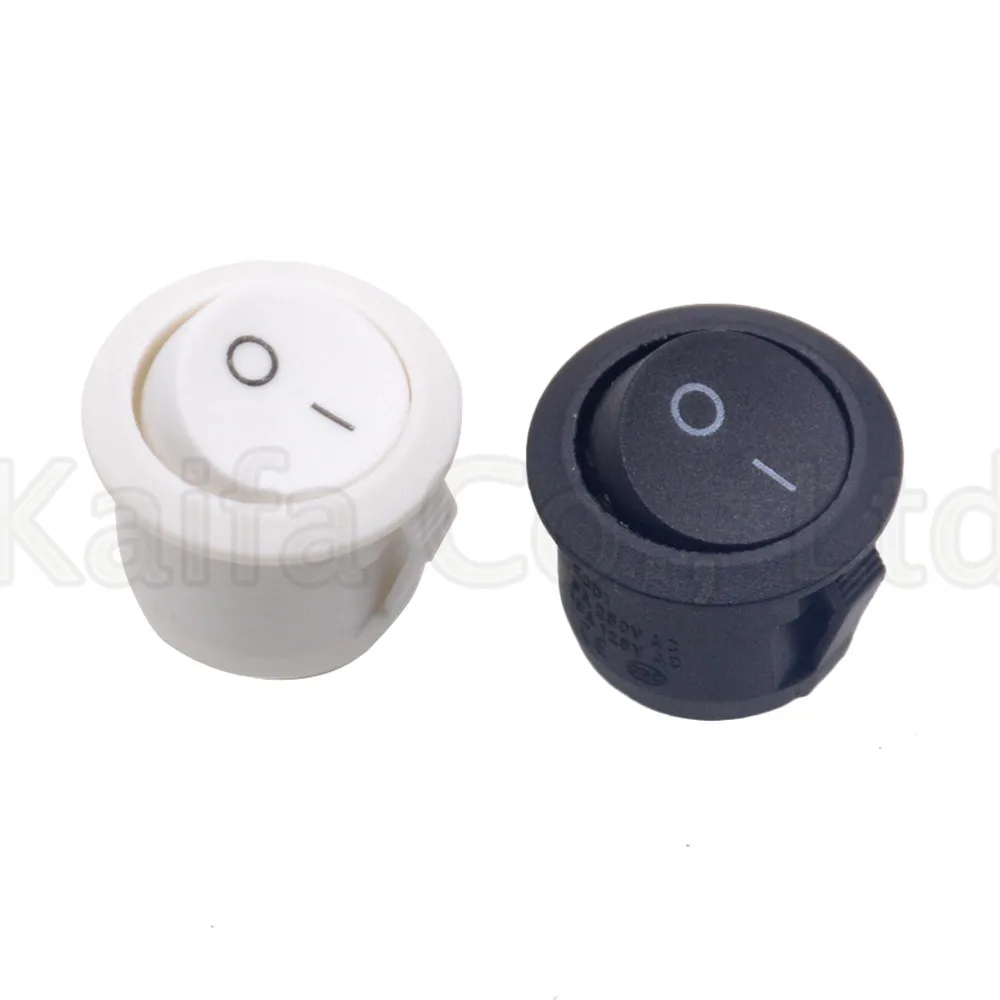 5Pcs Spdt Kleine Ronde Tuimel Black Mini Ronde Zwart Wit 2 Pin On-Off Tuimelschakelaar KCD1
