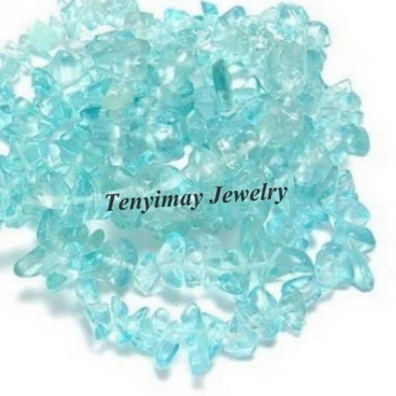 

Cute Acid Blue Glass Chips Irregular Gravel Glass Beads For DIY 5 Strands 85cm/Strand