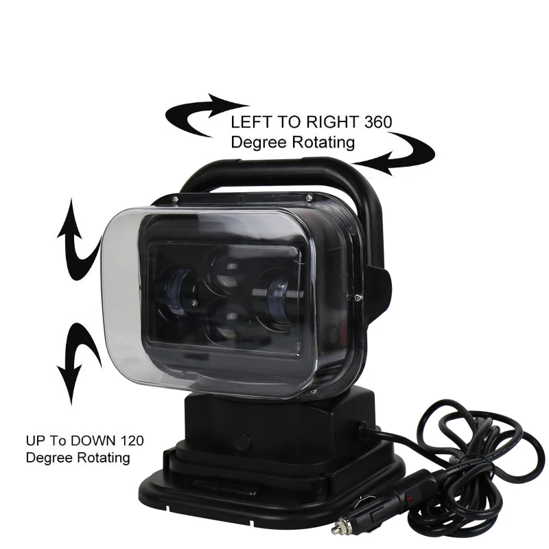 60W 7 Inch 360 Degree Wireless Remote Control Led Spotlight Marine Search Light 12/24v For Truck Off-Road 4x4 Boat