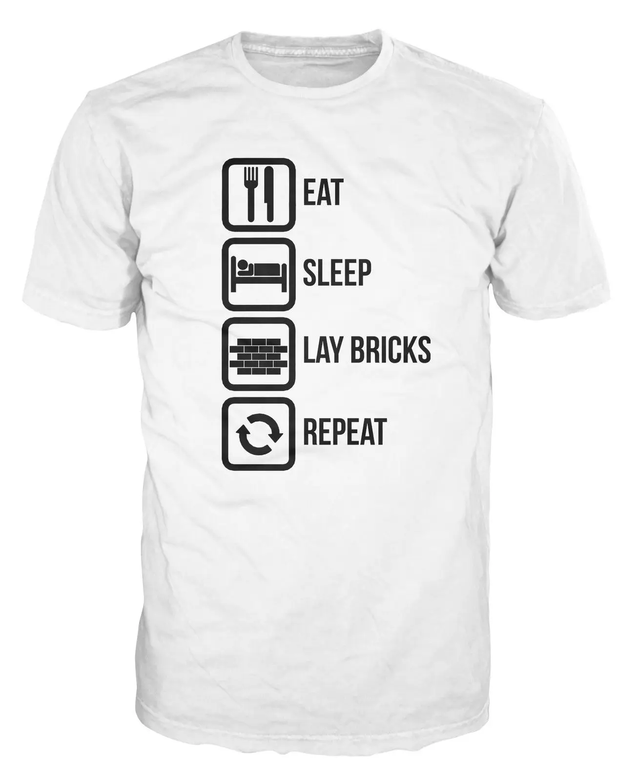 Discount 2019 New Fashion Summer Men'S Short Eat Sleep Lay Bricks Repeat Funny Builder Plasterer Decorator Engineer T Shirt