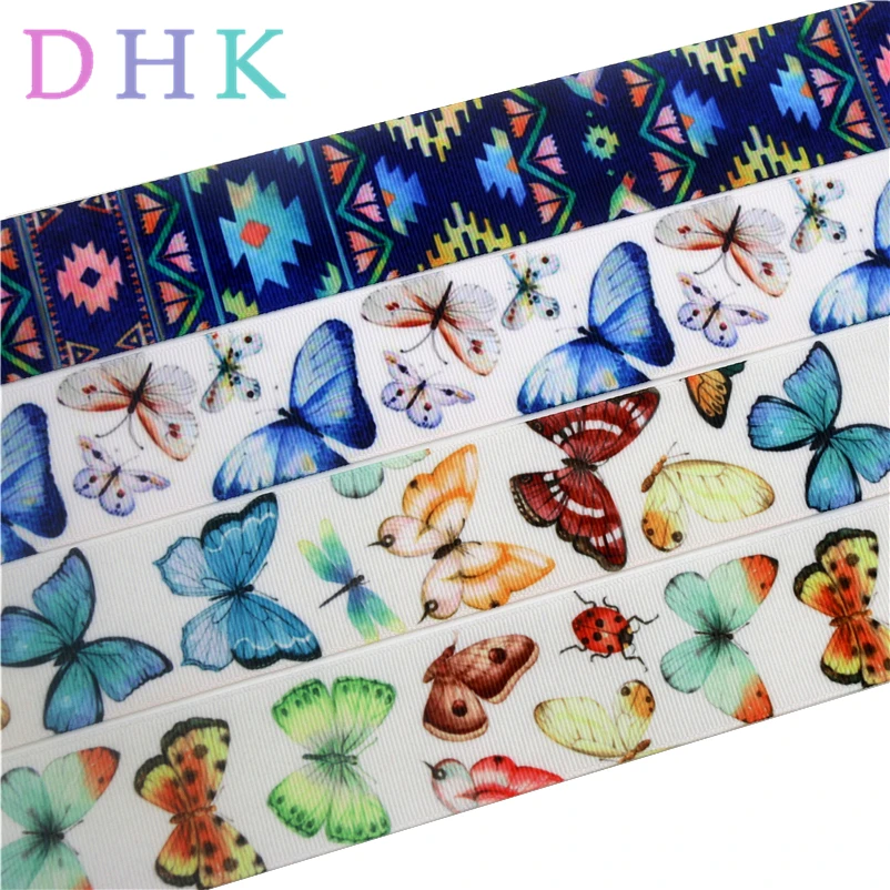 DHK 1.5'' 10yards aztec butterfly printed grosgrain Ribbon Accessory hairbow headwear decoration DIY Wholesale 38mm B1730