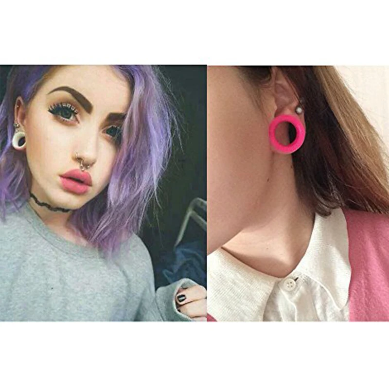 ZS 9 Pair Silicone Ear Tunnels And Plug Men Flexible Double Flared Expander Gauges Piercing Flesh Expander Body Piercing Jewelry