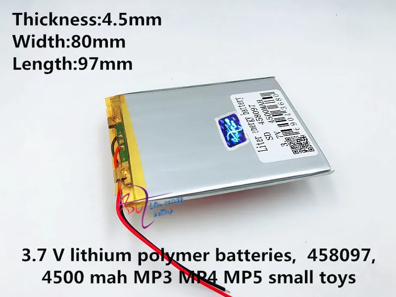 최고의 배터리 브랜드 458097 3.7 v 4500 mah 리튬 이온 폴리머 리튬 이온 배터리 7,8, 9 인치 태블릿 pc d70pro ii