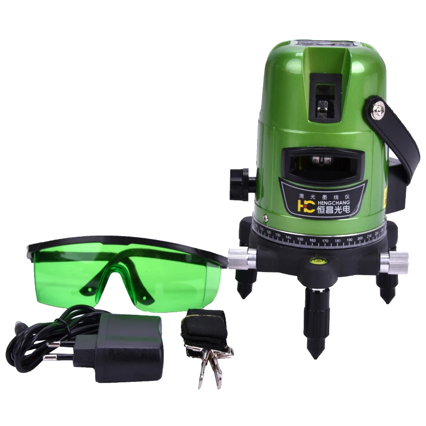 Láser verde cruzado autonivelante con función de 360 grados, 2 líneas, CA, CC, Detector eléctrico de doble propósito, 1 unidad