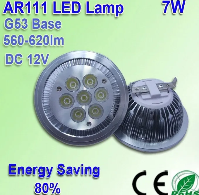

Free shipping wholesale 7W G53 AR111 led spot light high power led bulb for garden light with DC12V with RoHS CE