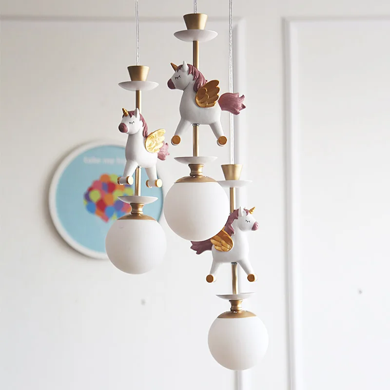 Modern wood Horse Kids Room Led hanging light bedside lamp Boys And Girls Dining Room ceiling children\'s lamp Lighting