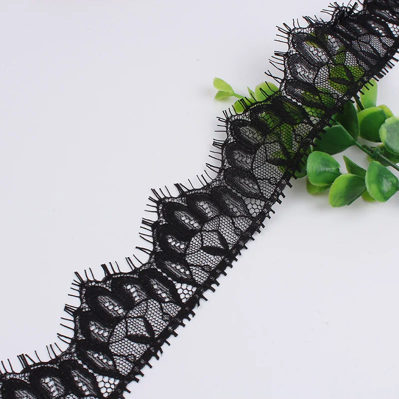 3yards/lot 5cm Black Eyelash Lace Fabric Trims DIY Sewing Garment Ribbon Handmade Material