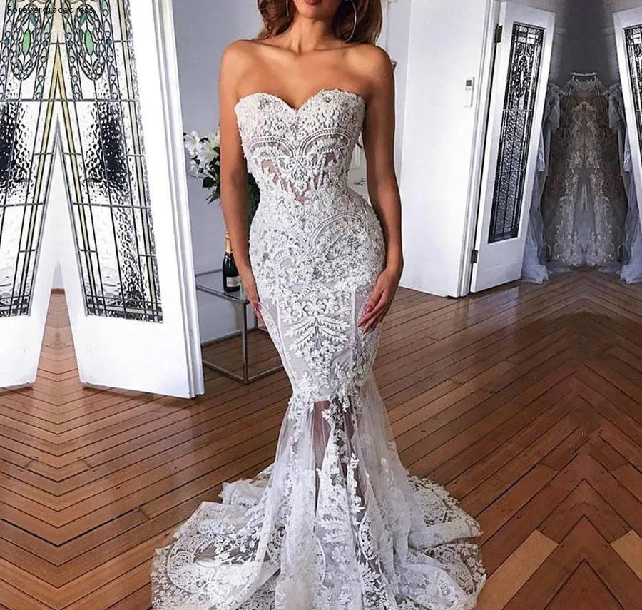 Vestido de novia largo de sirena, escote con forma de corazón de encaje, apliques de jardín, campo, iglesia, novia, traje de novia de talla grande hecho a medida, novedad