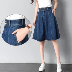 Hoge Taille Denim Rokken Vrouwen Zomer Zakken Midi Jeans Rok Dames Koreaanse Casual Rokken Jupe Femme Faldas