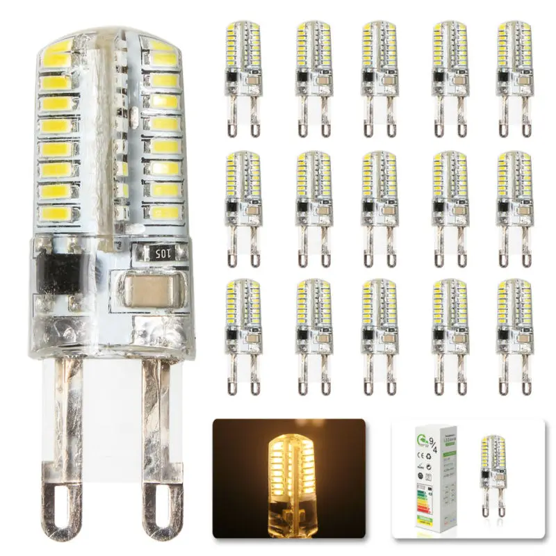 20x 220V 230V G9 4W Silicone COB 64LED Bulb SMD3014 LED Corn Bulb Lamp LED Spotlight for Crystal Lamp Warm Cold White