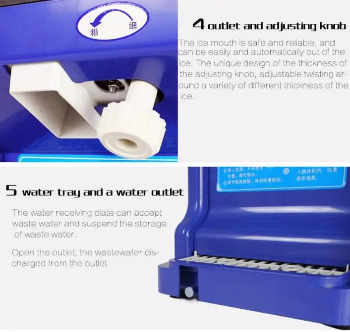 Neve Ghiaccio Maker 220V/110V Commerciale 5kg Capacità Frantoio di Ghiaccio di Energia Elettrica Capacità di Stoccaggio di Ghiaccio Modello 189
