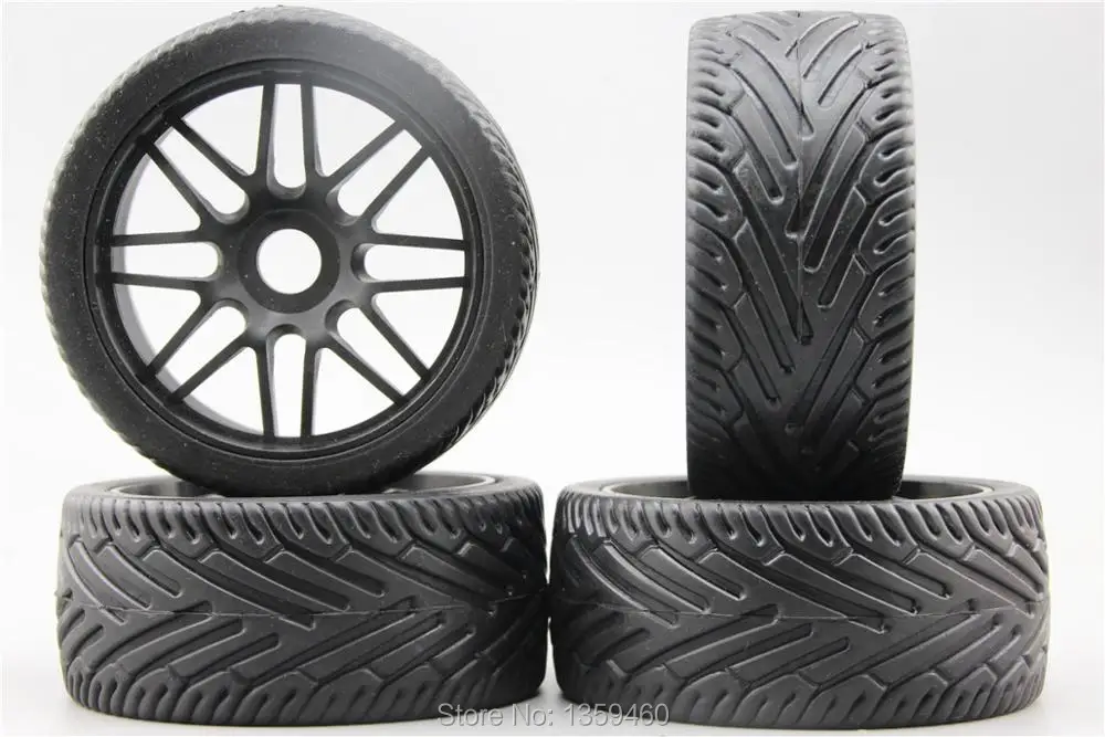 4pcs 1/8 Buggy Tire(Hunter) On Road Tyre 15% Reinforced Nylon Wheel (Black)fits for 1/8 Buggy GT XO-1 1/8 Tire 22067+26010