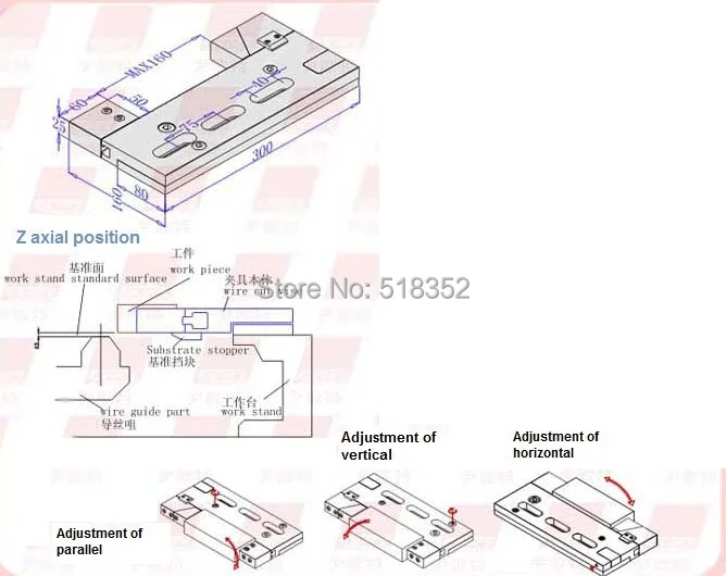 EPT-803 Precision Vises Triaxial Adjustable Fixture, SUS440/420 Stainless Steel Vice Jig Tools for EDM Wire Cut Machine