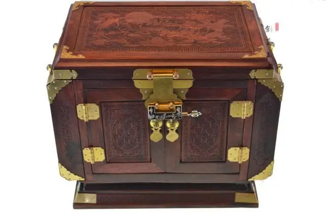 Red wood carved jewelry box jewelry box dresser red wood furniture decoration for wedding gifts Xian