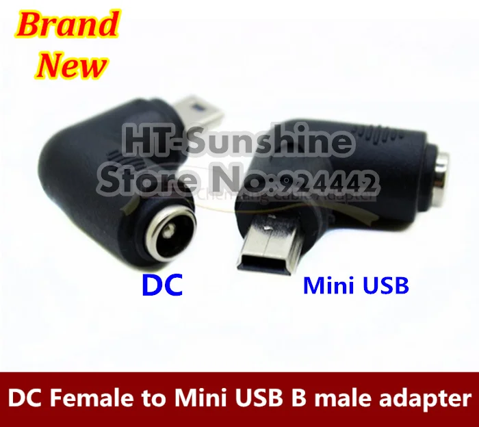 30PCS/LOT  Mini USB Male Plug to 5.5mm x 2.1mm Female Jack DC Power Adapter