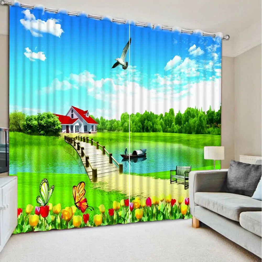 

customize 3D curtains Park scenery home Living room bedroom home and garden top seller curtains