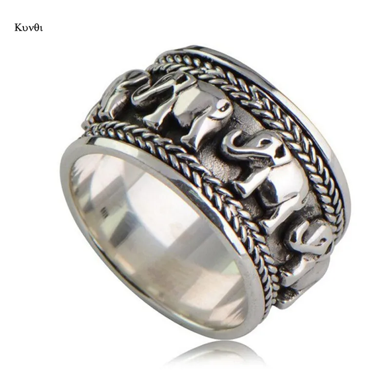 Vintage Sliver Plated Ring For Women Men Classic Punk Elephant Ring Fashion Female Party Gifts Jewelry