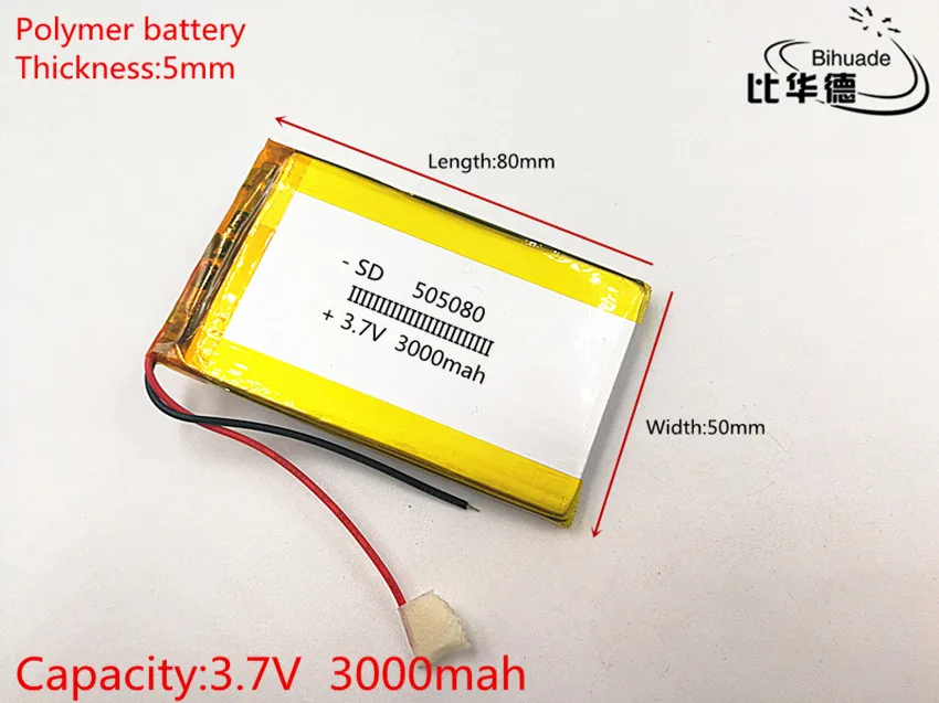 10pcs/lot 3.7V 3000mAh 505080 Lithium Polymer Li-Po li ion Rechargeable Battery cells For Mp3 MP4 MP5 toy mobile bluetooth