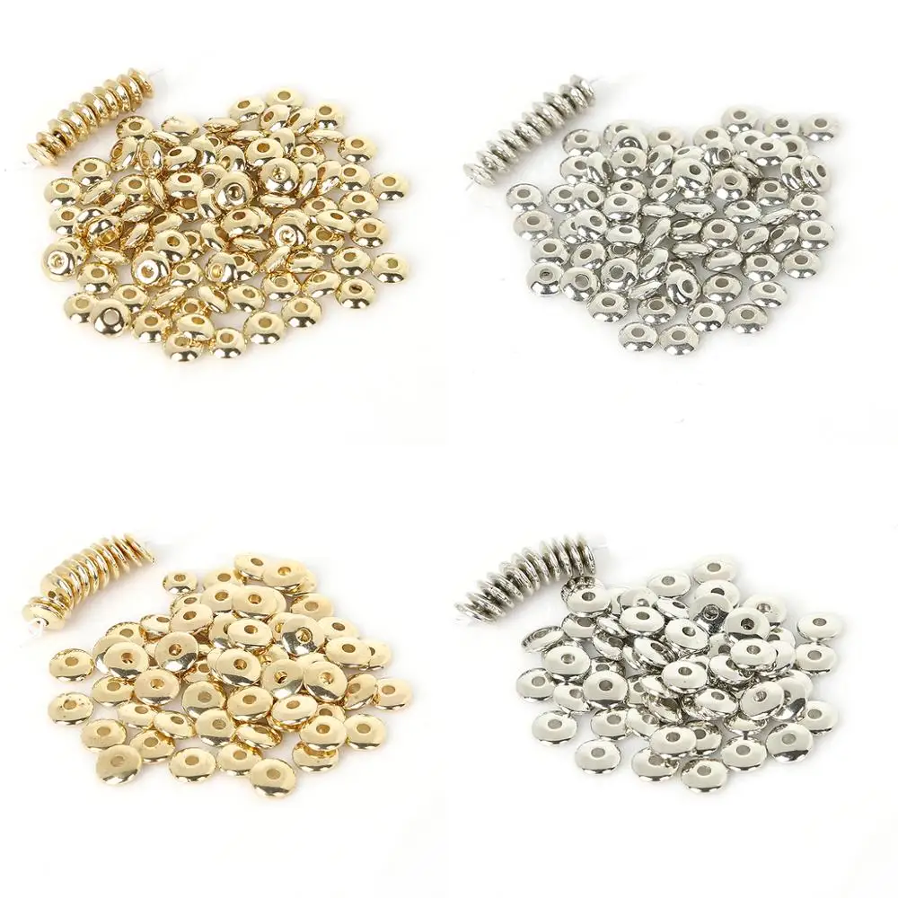 100-500pcs/lot 5-11mm CCB Material Gold Rhodium Spacers Loose Beads Jewelry Findings For DIY Bracelet Necklace Jewelry Making